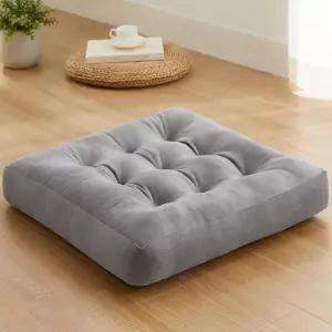 명상 바닥 베개 세트 1개 정사각형 대형 쿠션 다다미 거실 또는 요가용 터프트 코듀로이 라이트 그레이