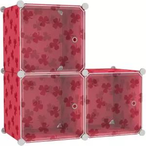 문이 있는 C AHOME 큐브 보관 정리함 선반 DIY 플라스틱 모듈형 책장 옷장 옷 침실 거실 클로버 엠보싱