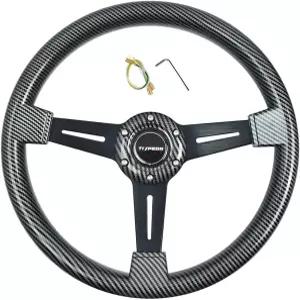 티포 우드 유니버설 레이싱 어드벤처 자동차 스티어링 휠 13.8 /350mm 스포츠 드트 강화 6 볼트 그립 ABS