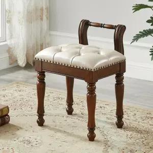 침실 화장대스툴 원목 엔틱 북유럽 화장대의자 인테리어 의자 보조의자 브라운 원형 클래식