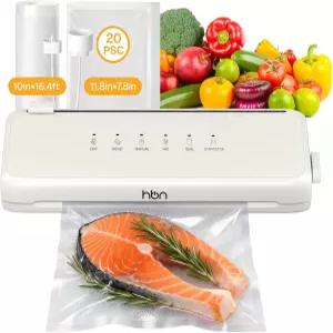 HBN 진공 씰러 컴팩트 푸드 기계 자동 주방 카운터탑 더블 히트 내장 커터 1롤 및 20봉지