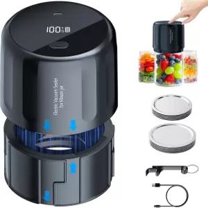 업그레이드된 오토 스톱 전기 메이슨 병 진공 씰러 키트(뚜껑 포함)는 넓고 일반적인 입 대형 스크린 및