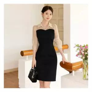 하객룩 [시크라인] 소비뇽 오간자 시스루 슬림핏 원피스