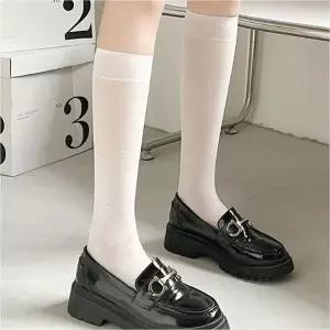 시스루 니삭스 패턴 반스타킹 여성 롱 양말 투명스타킹