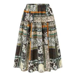 [비엔엑스]빈티지 믹스 패턴 밴딩 스커트 (BY2SK006L0)