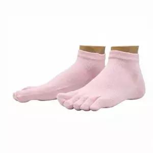 여성용 무지 단목 발가락 양말 핑크색 3켤레