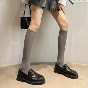 시스루 골지 4컬러 니삭스 롱 주름 하이틴 교복양말 여학생양말