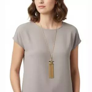 TRIOMPHE FOLK FRINGE LONG NECKLACE IN BRASS WITH GOLD FINISH (460OM6BRA 35OR) (트리옹프 포크