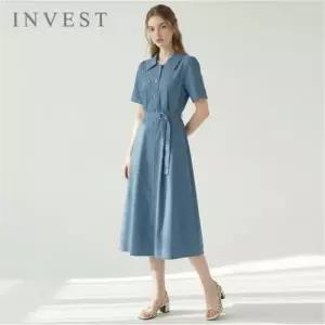 [인베스트] 스티치 라인 벨티드 린넨 원피스_IN6M1OP3681