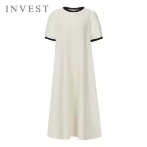 [인베스트] 내추럴 라인 배색 엠보 원피스_IN6M1OP3651