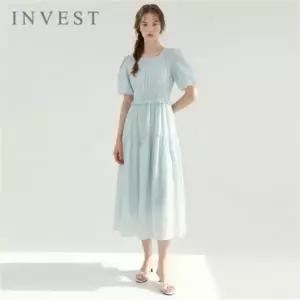 [인베스트] 볼륨 소매 스모킹 셔링 원피스_IN6M3OP3541
