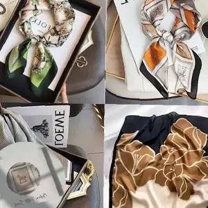 여성 정사각 실크 스카프 목도리 넥 스카프 봄 가을 데일리 목 장식 패션 소품