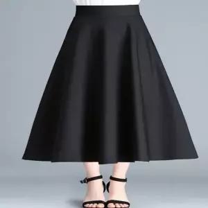 A라인 올블랙 하이웨스트 하객룩 롱치마 롱스커트 (HSJ-WFIKMK5)