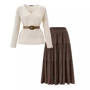 벨티드 시스루 니트 롱 스커트 셋업 (TY2OP014L0)