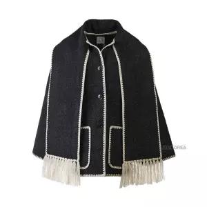 토템 여성 스카프 디테일 코트 244WRO918FB0292 083 154952561