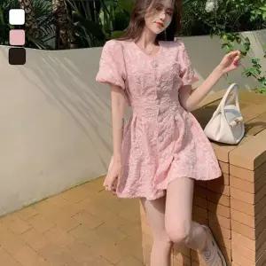 [리빌모아]여자 트위드 브이넥 A라인 반팔 미니 원피스 DHTW-OPS-SN2565616