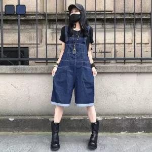 [리빌모아]여자 캐주얼 빅포켓 심플 데님 청멜빵 반바지 LDW-OPS-SSIS919