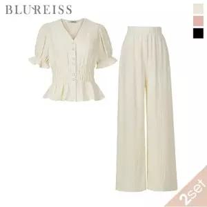 [블루레이스] [2SET]플리츠 스모크 블라우스+팬츠_B6M1BL5861