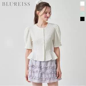 [블루레이스] 퍼프 소매 페플럼 블라우스_B6M1BL5801