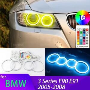 BMW 호환 3 시리즈 E90 E91 2005 액세서리  16색 RGB 코튼 LED 엔젤 아이 링 주간 주행등