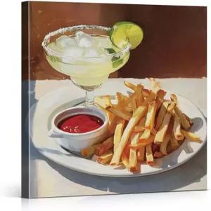 마가리타 칵테일 바 월 아트 데코 프렌치 프라이 홈 키친 레스토랑 8x10 인치 캔버스 액자용 그림
