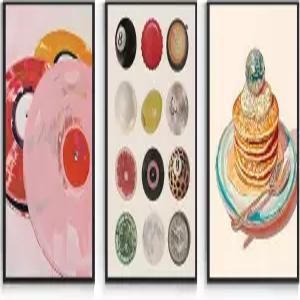 완윤 패션 럭키 8 볼 월 아트 세트 3개 펑키 디스코 캔버스 프린트 포스터 빈티지 팝 음악 레코드 프레피