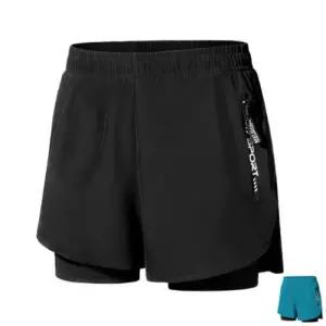 [옷자락]남자 투인원 운동 워터프루프 일체형 쫄바지 반바지