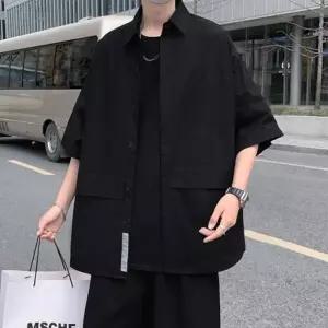 [다잇템]남성 오버핏 여름 캐주얼 반팔 자켓 셔츠