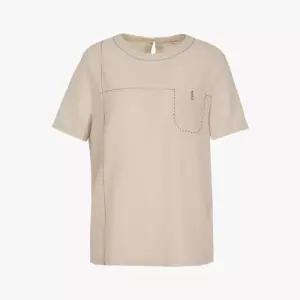 올리비아로렌 HC03 컬러 배색 스티치 라운드 넥 블라우스형 티셔츠  VOC AS5M 4231