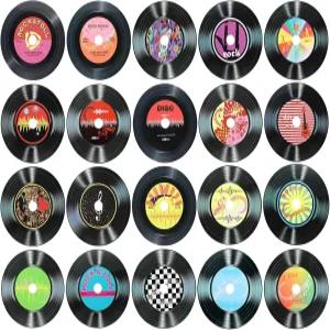 uxcell 20개 비닐 레코드 장식 5.5인치 빈 디자인 로큰롤 파티 다이닝 홈 PVC 가짜 CD 앨범 커버 블랙