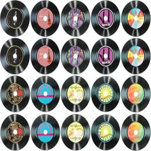 uxcell 20개 비닐 레코드 장식 5.5인치 빈 10가지 디자인 로큰롤 파티 다이닝 홈 PVC 가짜 CD 앨범 커버