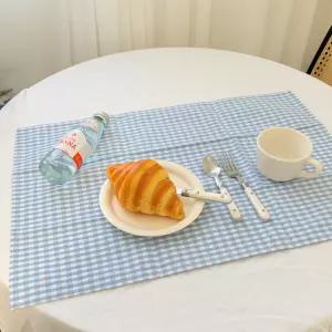 식탁매트 테이블매트 깅엄체크 패브릭 레드 사각 주방데코 홈카페 소품