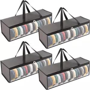 안리오토 야구 모자 정리함 4개 휴대용 손잡이 2개가 달린 보관 가방 옷장 여행용 정리함그레이