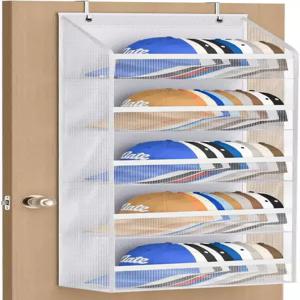 야구 모자용 도어 정리함 위의 포린 문용 선반을 걸 수 있는 메시 포켓 후크 2개로 최대 50개의 홀더를