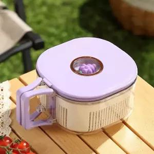 스트레이너가 있는 과일 및 샐러드 세척 그릇 주방용 컬러랜더 뚜껑 손잡이 포크가 다기능 야채 음식