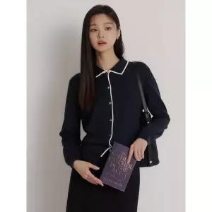 빈폴레이디스 코튼 플레인 칼라 배색 가디건카디건 네이비 BF625AC11R