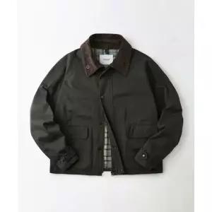 OUTSTANDING CORDUROY COLLAR SHORT JACKET_OLIVE GREEN 386873