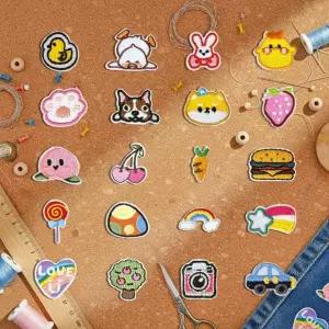 다리미패치 패브릭 전용 열부착 디자인 미니 와펜 패치 20개 세트 꾸미기