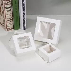 투명창 정사각 선물상자 화이트 중형 디저트박스 크라프트상자 포장상자