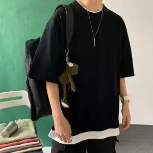 무지 레이어드 패션 반팔 남자 티셔츠 데일리 기본티 오버핏 여름 티셔츠