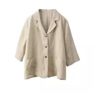 엘럽 여름 빈티지 여성 린넨 카디건 정장 아우터 싱글 부 원템2