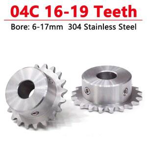 보어 18 17 스프로킷 톱니 16 스테인리스 304 19 18T 산업용 12 체인 16T 17T 스틸 10 드라이브 기어 04C 17MM