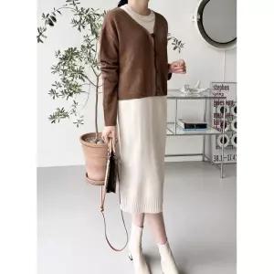 [리빌모아]여자 브이고리 가디건 트위드자켓 블라우스 원피스 청바지 하객룩 여성가디