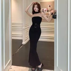 여자 니트 원피스 검정 쿨 힙업 신어제 랩에 벨트 OP1