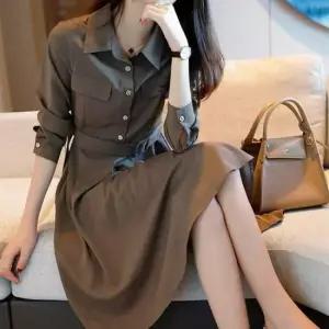 하객룩원피스 벨티드 여자 롱원피스 가을 오피스룩 데이트 회사원