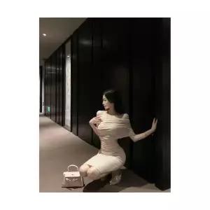 여자 치마 원피스 롱 여름 슬림핏 하객 힙색 오프숄더 펜슬 MF2