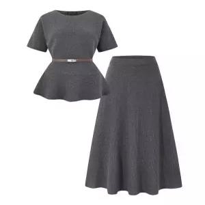 [탱커스]벨티드 반팔 니트 롱 스커트 니트 셋업 (TY2OP002L0)