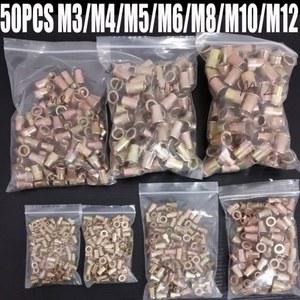 10 50PCS 리브 M3 10 도구 세트 20 탄소강 블라인드 스레드 삽입 구색 리벳 너트 12