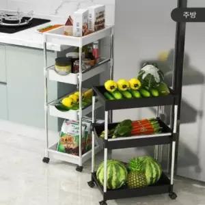 [생활] 틈새 슬라이딩 트롤리 이동형선반함 바스켓 카트 이동 틈새