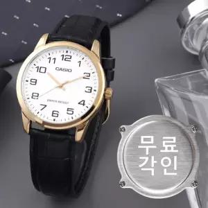 무료각인 카시오 MTP-V001GL-7B 심플 라운드 아날로그 정장 남자 가죽 시계 d